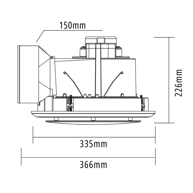 Martec Saturn Round 335mm Exhaust Fan White with LED Light