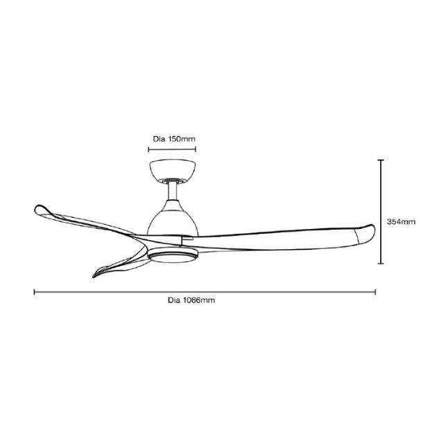 Line Drawing Martec Scorpion DC 1066mm Ceiling Fan with LED Light Matt Black MSDC1033M - The Blue Space