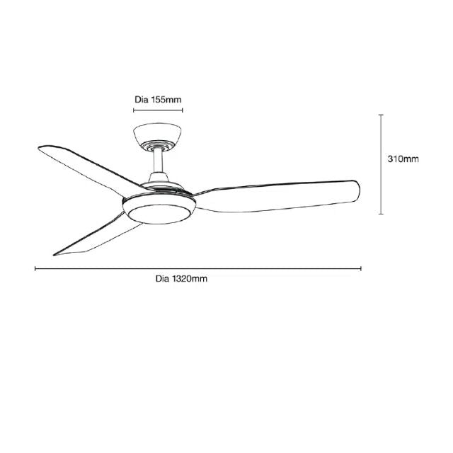 Martec Viper DC 4 1320mm Ceiling Fan with LED Light Matt White