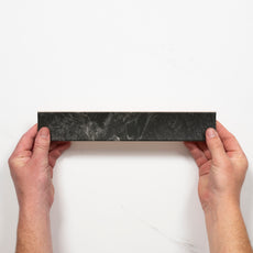 Single with Hand Matrix Black Marble Look Satin Porcelain Concave Subway Tile 50mm x 300mm AMIBKS13 - The Blue Space
