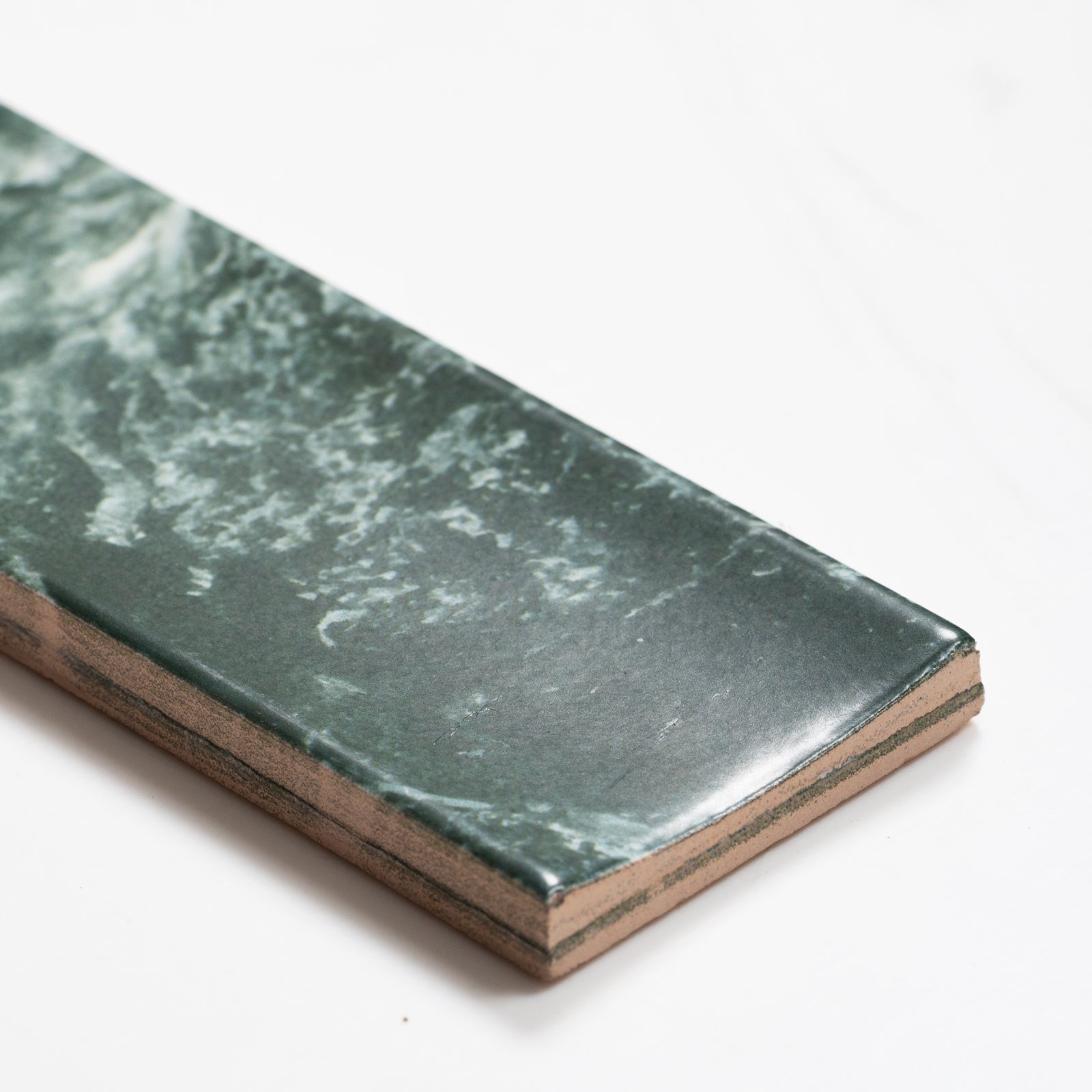 Oblique Matrix Green Marble Look Satin Porcelain Concave Subway Tile 50mm x 300mm AMIGNS13 - The Blue Space
