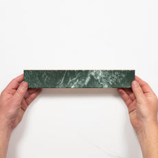 Single with Hand Matrix Green Marble Look Satin Porcelain Concave Subway Tile 50mm x 300mm AMIGNS13 - The Blue Space