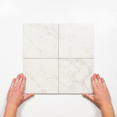 Pattern with Hand Matrix White Marble Look Matte Porcelain Tile P3 200mm x 200mm 2AMIWHM - The Blue Space