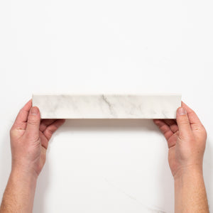 Matrix White Marble Look Satin Porcelain Concave Subway Tile 50mm x 300mm