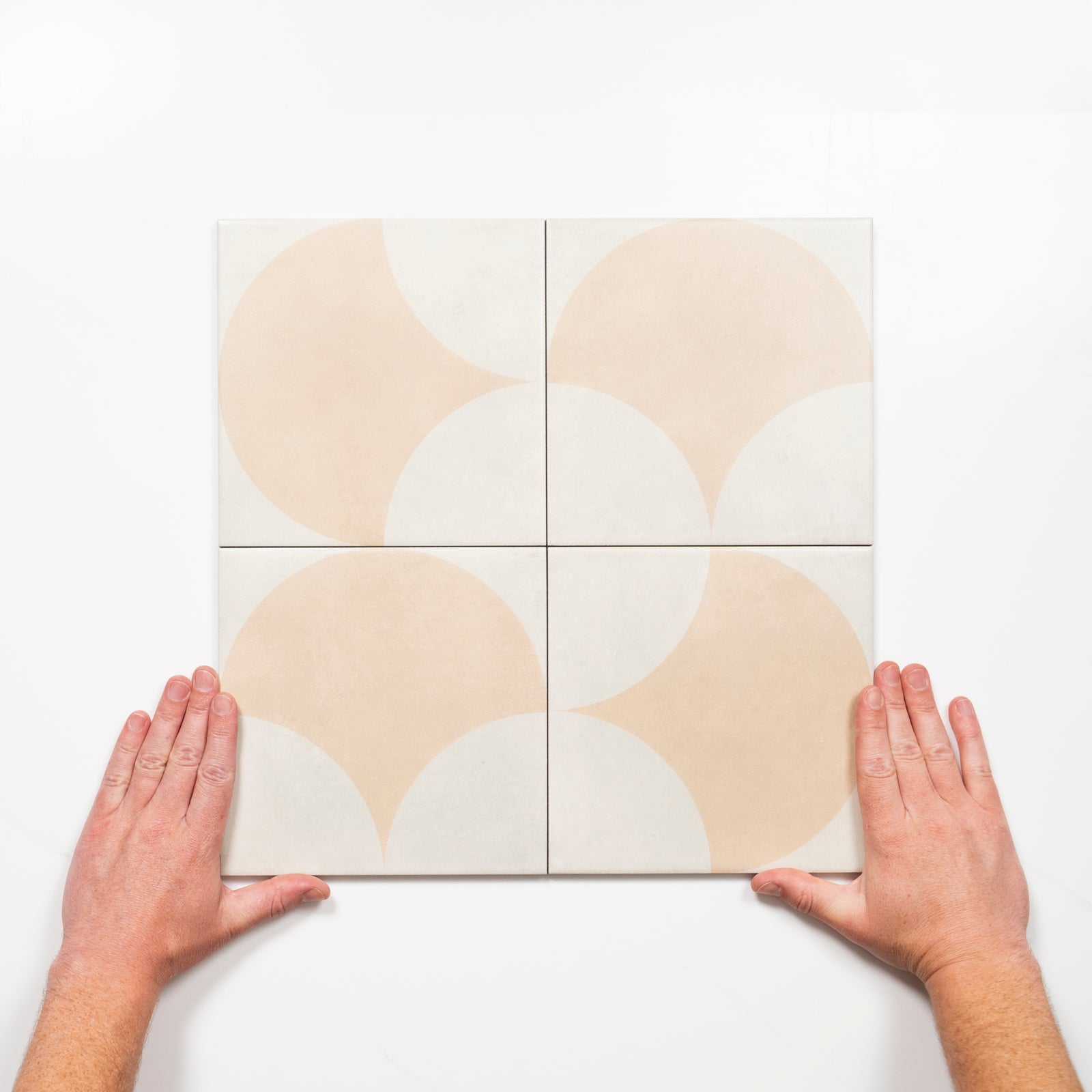 Pattern with Hands Meander Beige Fish Scale Porcelain Tile P3 200 x 200mm 2TIFBUD - The Blue Space