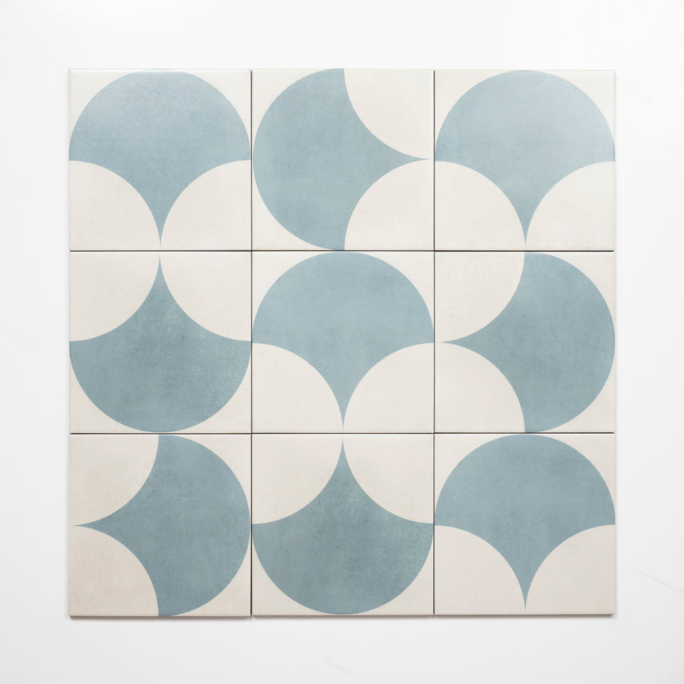 Meander Blue Fish Scale Porcelain Tile P3 200 x 200mm