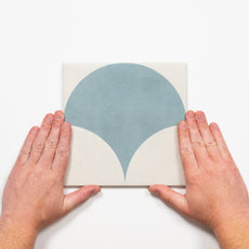 Single with Hand Meander Blue Fish Scale Porcelain Tile P3 200 x 200mm 2TIFBLD - The Blue Space