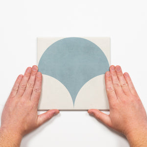 Meander Blue Fish Scale Porcelain Tile P3 200 x 200mm