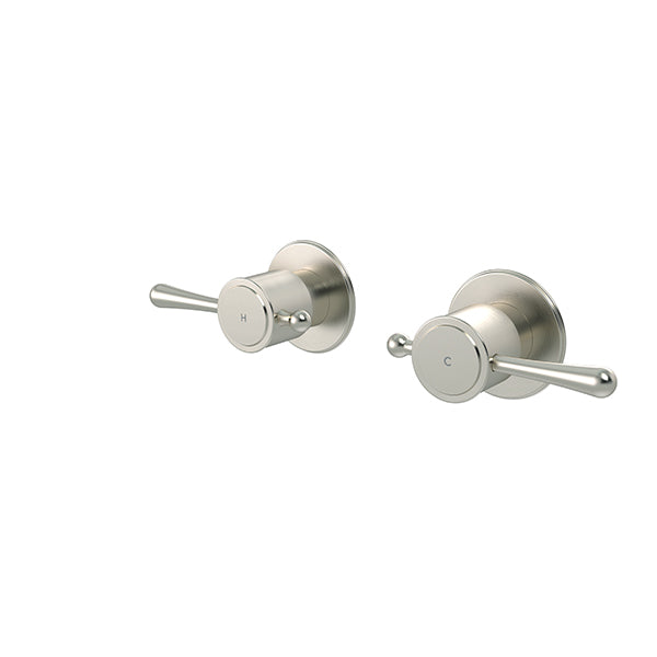 Meir Harrington Quarter Turn Wall Tap Set Brushed Nickel