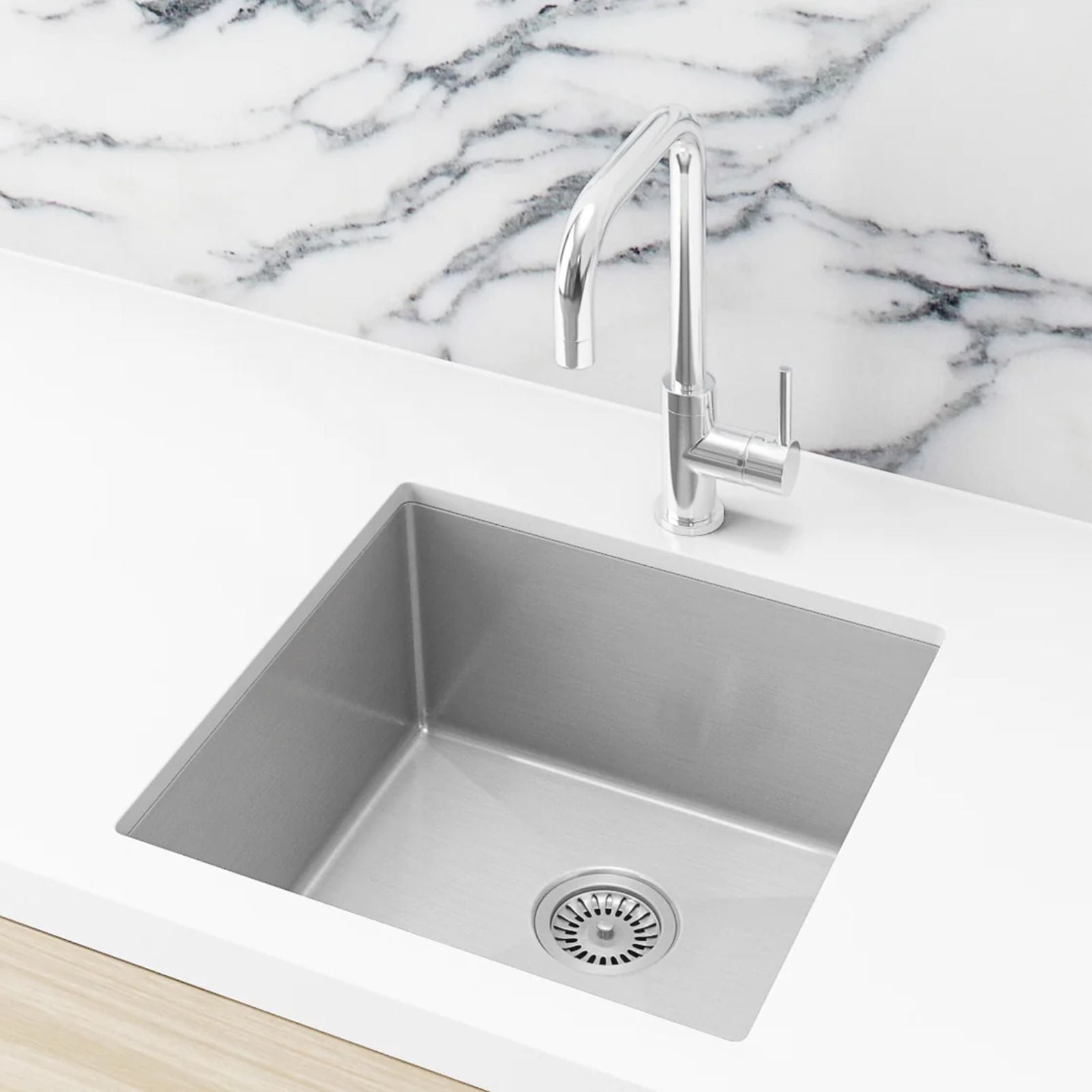 Lifestyle 4 Meir Kitchen Sink Single Bowl 450mm x 450mm - Brushed Nickel MKSP-S450450-PVDBN - The Blue Space