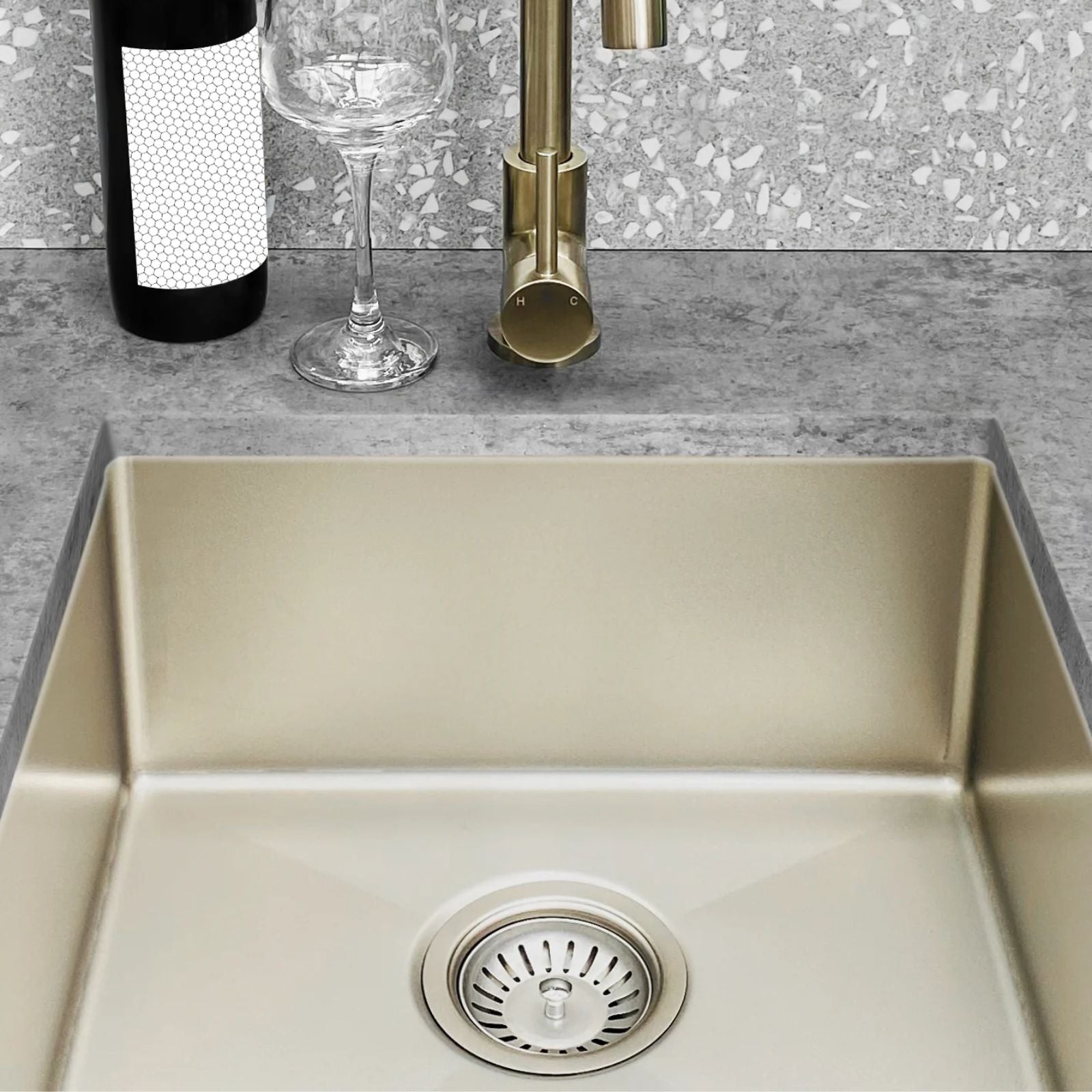 Lifestyle 6 Meir Kitchen Sink Single Bowl 450mm x 450mm - Brushed Nickel MKSP-S450450-PVDBN - The Blue Space