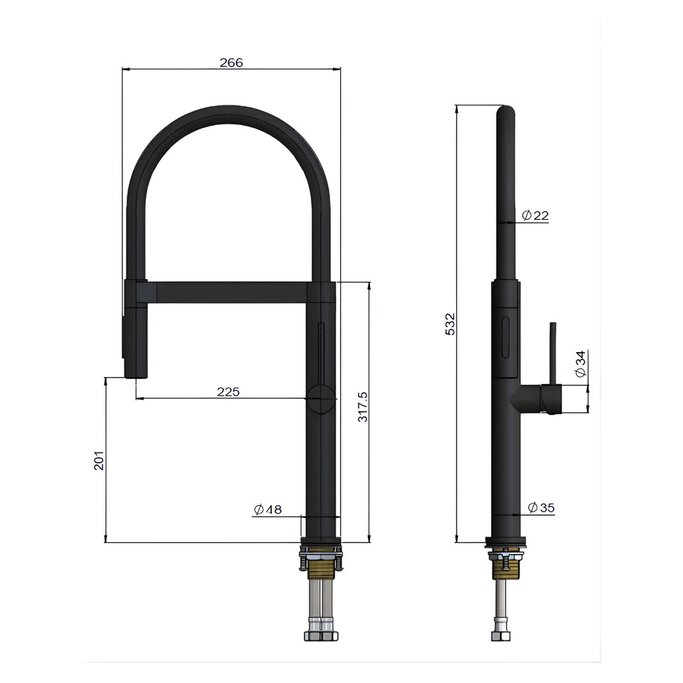 Meir Pull Down Kitchen Mixer with Magnetic Dock - Polished Chrome
