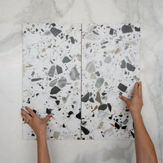 Double With Hand Mixed Clio Terrazzo Look Tech Grip 300 x 600mm Porcelain Tile - The Blue Space