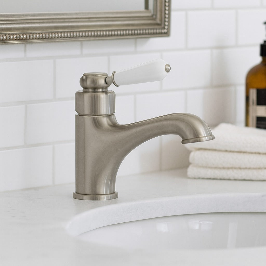 Modern National Bordeaux Basin Mixer Brushed Nickel - The Blue Space