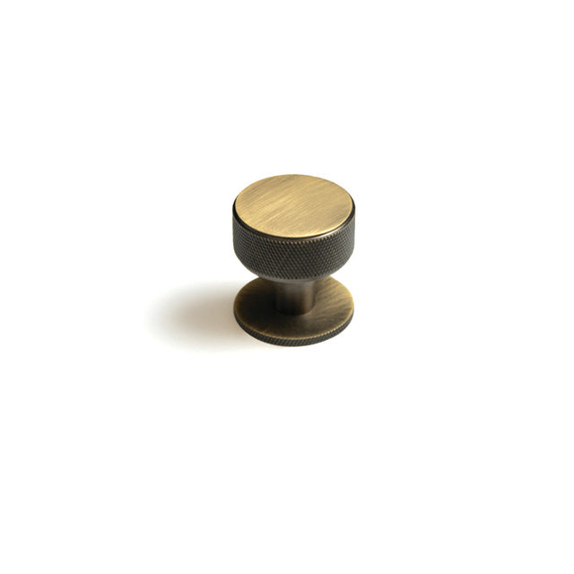 Momo Belgravia Knurled 35mm Solid Brass Round Knob Dark Brushed Brass BLG035.DBB - The Blue Space