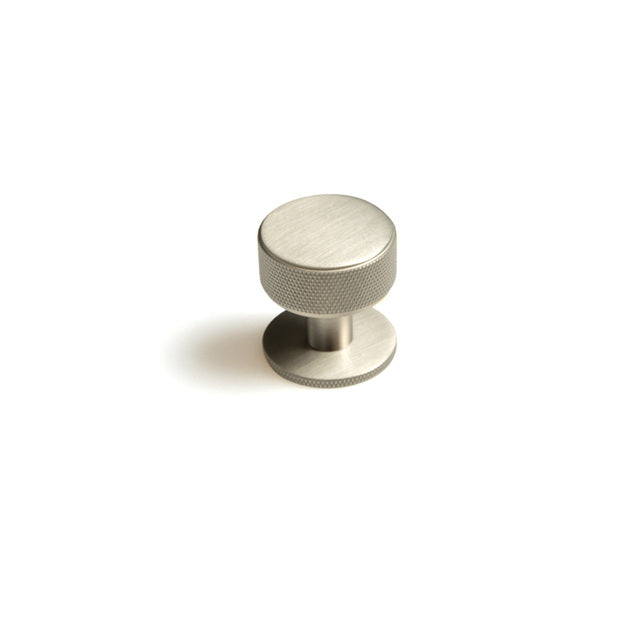 Momo Belgravia Knurled 35mm Solid Brass Round Knob Dull Brushed Nickel BLG035.DBR - The Blue Space