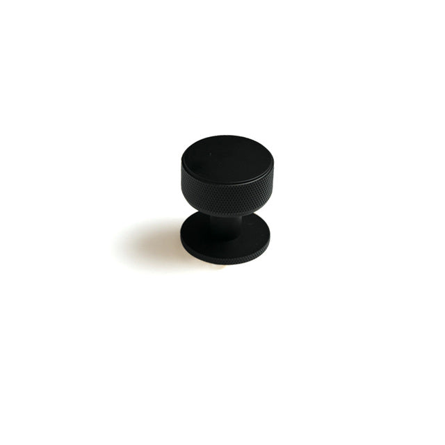 Momo Belgravia Knurled 35mm Solid Brass Round Knob Matte Black BLG035.MBL - The Blue Space