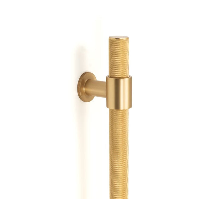 Momo Belgravia Knurled Door Pull With Back To Back Fixing 416Mm Brushed Satin Brass BLGAP.416BB.BSB - The Blue Space
