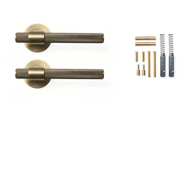 Momo Belgravia Knurled Lever Handle Set Dark Brushed Brass BLGLH.DBB - The Blue Space