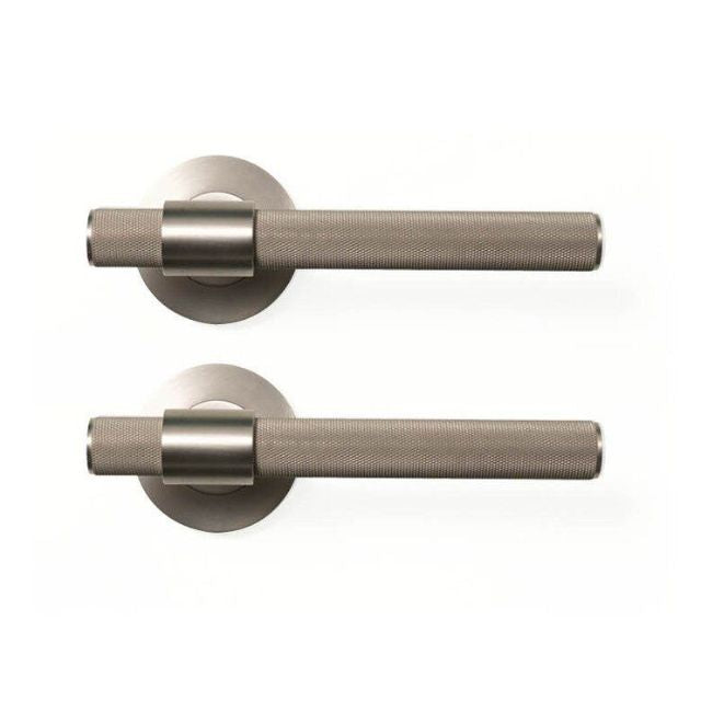 Momo Belgravia Knurled Dummy Lever Door Handle Set Dull Brushed Nickel