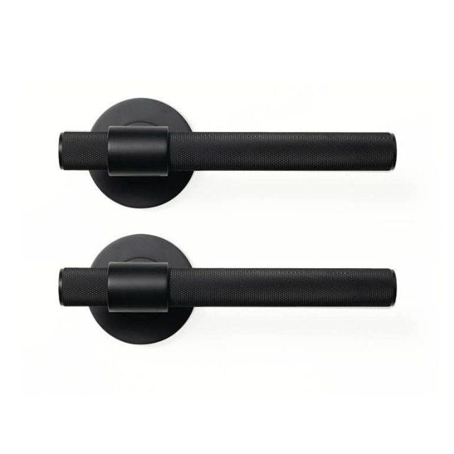 Momo Belgravia Knurled Lever Handle Set Matt Black BLGLH.MBL - The Blue Space