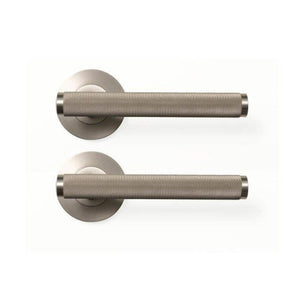 Momo Bellevue Knurled Dummy Lever Door Handle Set Dull Brushed Nickel