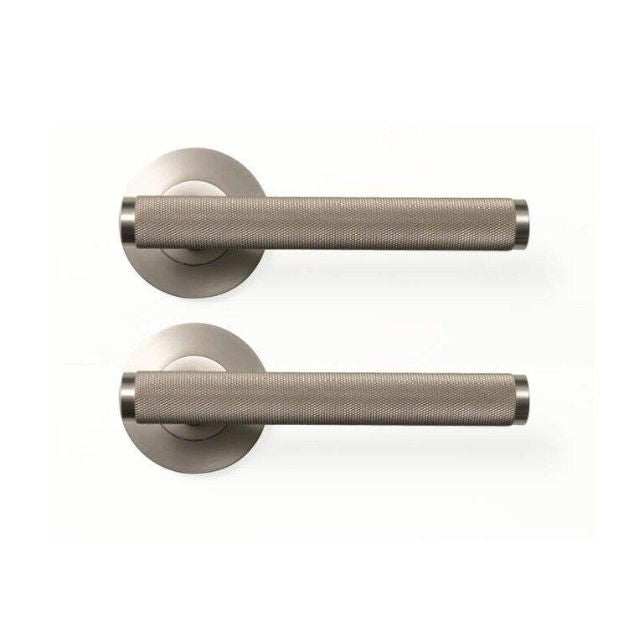 Momo Bellevue Knurled Lever Handle Set Dull Brushed Nickel BVLHKN.DBR - The Blue Space