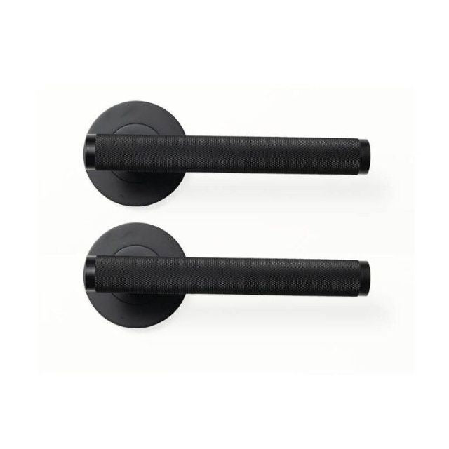 Momo Bellevue Knurled Dummy Lever Door Handle Set Matte Black