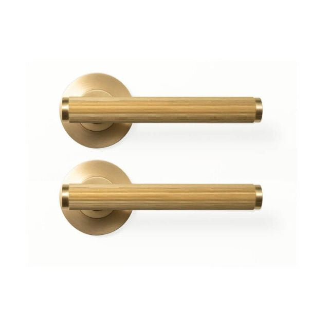 Momo Bellevue Lined Lever Handle Set Brushed Satin Brass BVLHLD.BSB - The Blue Space