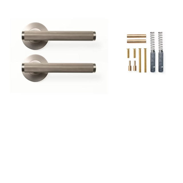 Momo Bellevue Lined Lever Handle Set Dull Brushed Nickel BVLHLD.DBR - The Blue Space