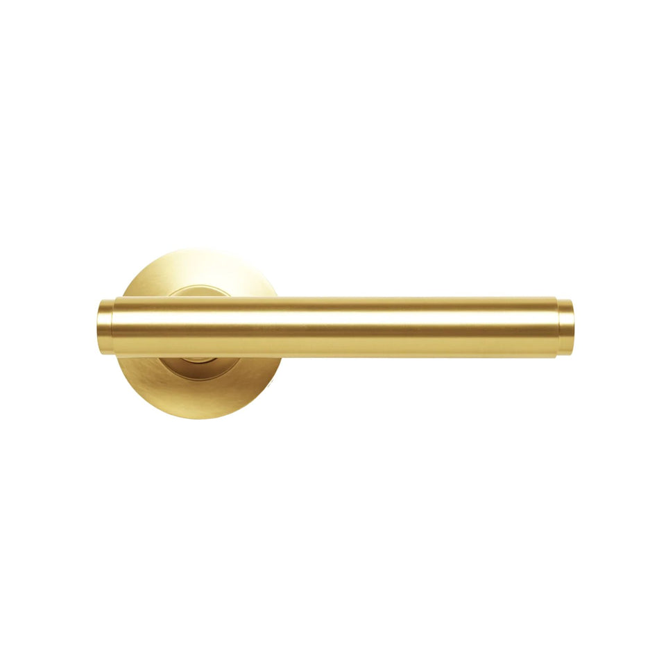 Momo Bellevue Plain Dummy Lever Door Handle Set Brushed Satin Brass