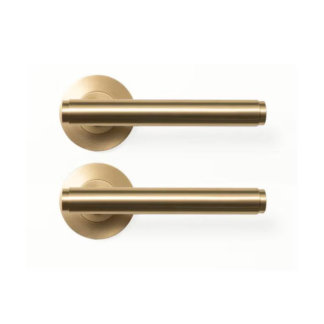 Momo Bellevue Plain Lever Handle Set Brushed Satin Brass BVLHPL.BSB - The Blue Space