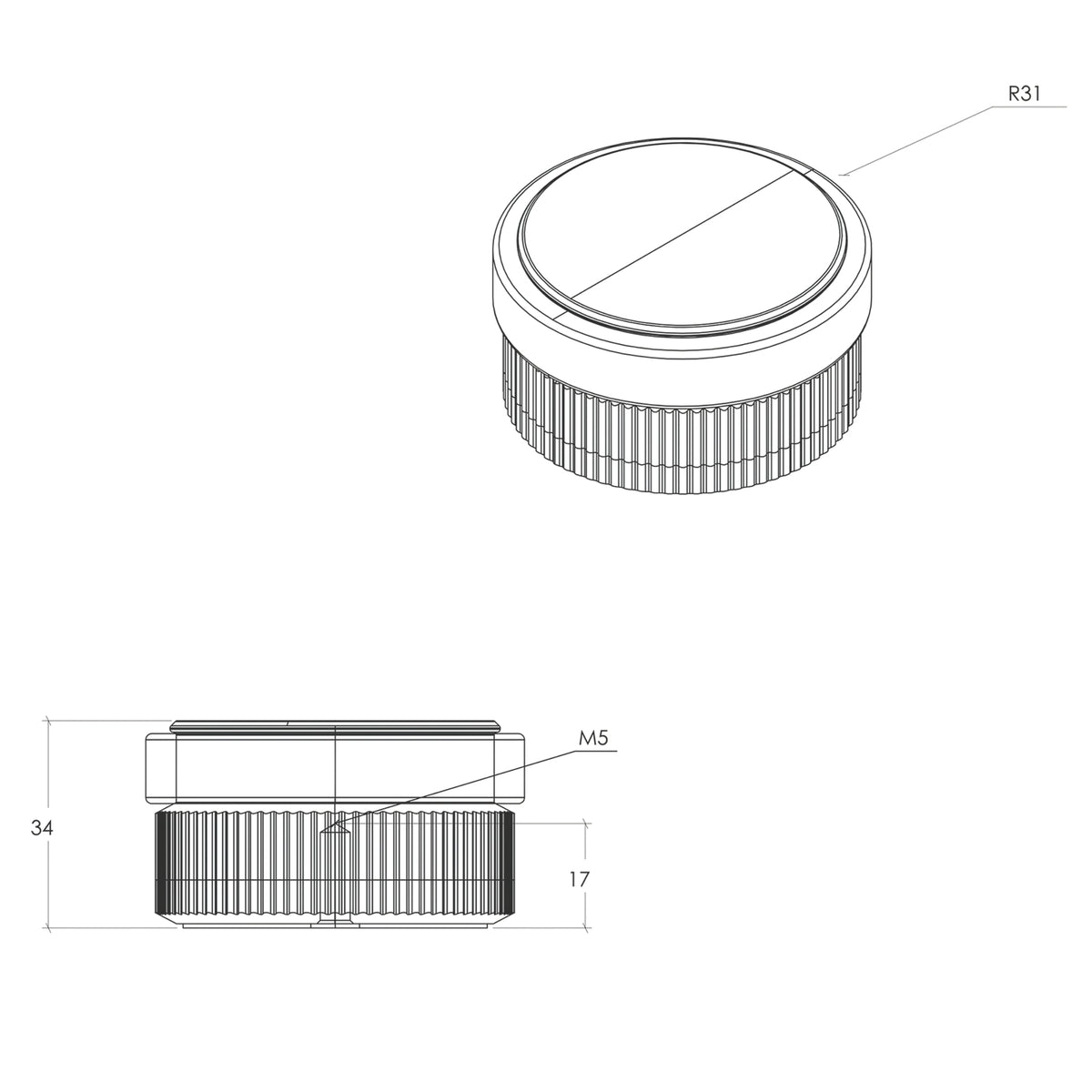 Line Drawing Momo Brooklyn Door Stop 62mm Brushed Black BKN8021.062.BBL - The Blue Space