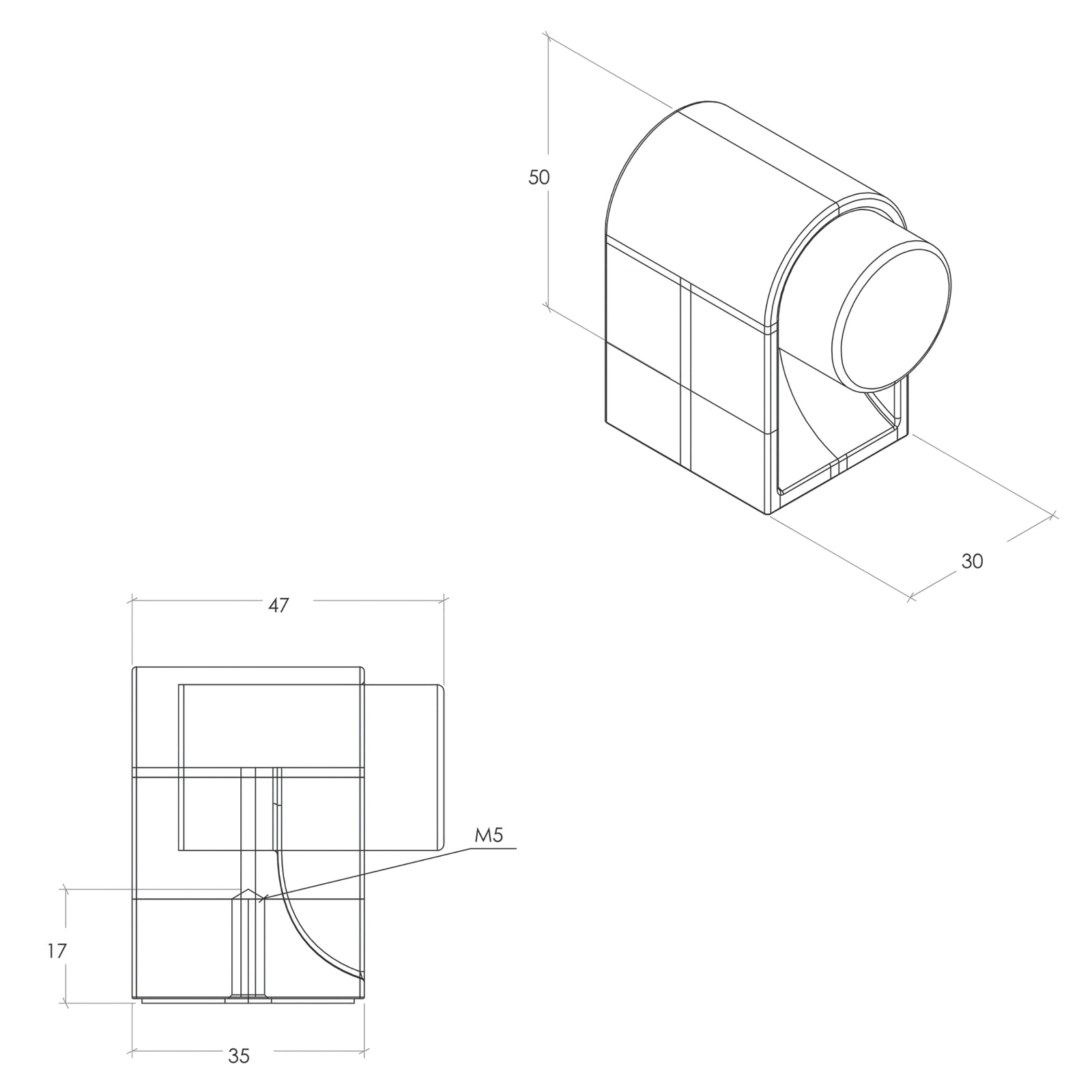 Line Drawing Momo Casey Door Stop 47mm Matte Bronze C8016.047.MBZ - The Blue Space