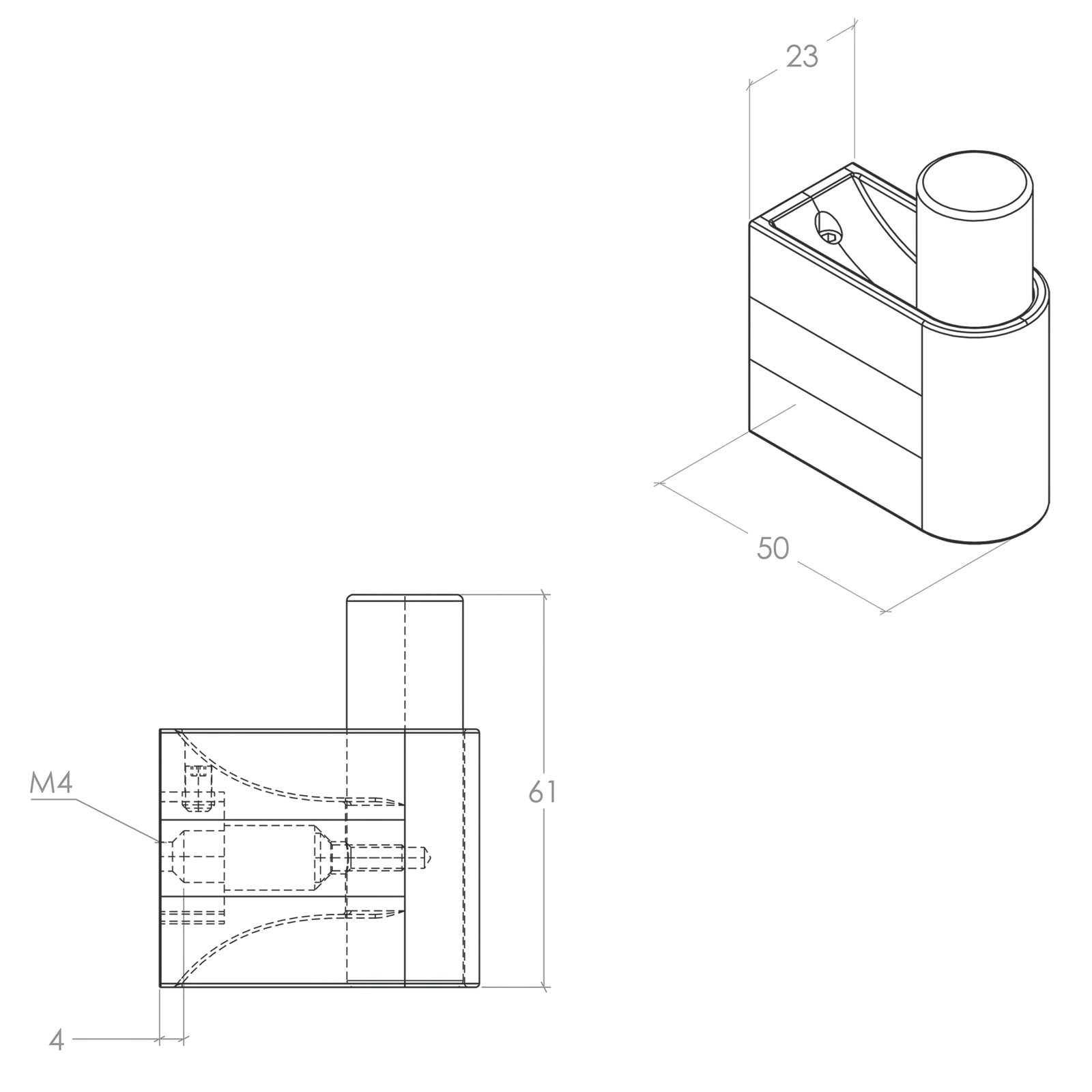 Line Drawing Momo Casey Wall Hook 50mm Matte Black C7043.050.MBL - The Blue Space