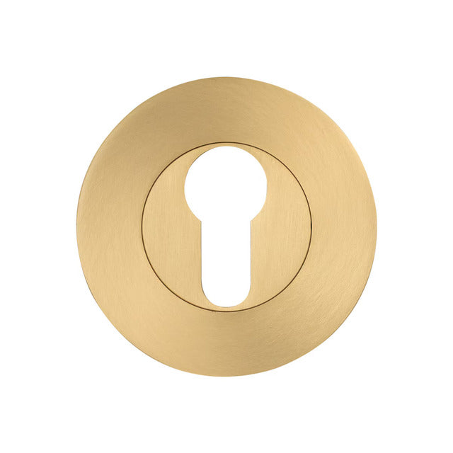 Momo Euro Cylinder Escutcheon Set Brushed Satin Brass