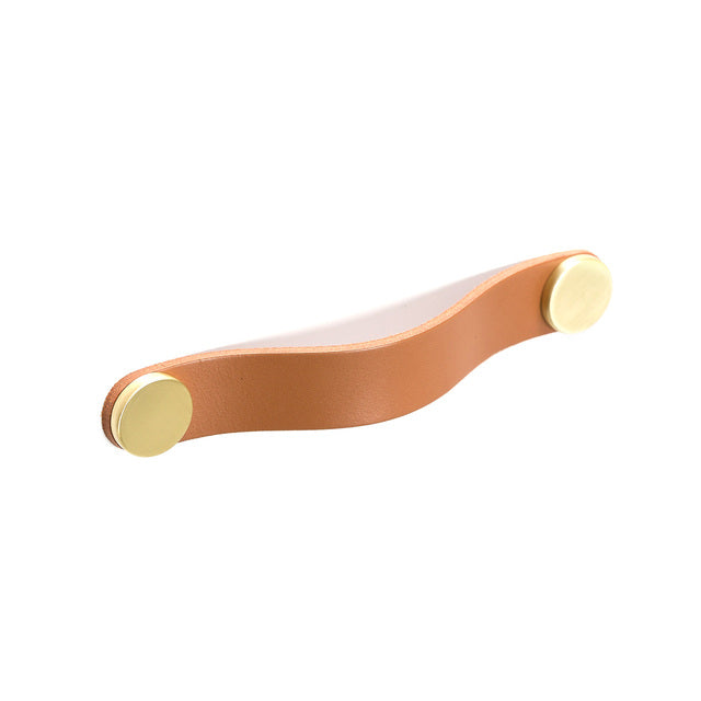 Momo Flexa Leather D Handle 160mm Light Tan With Brass Button F0404.160.LTBB - The Blue Space
