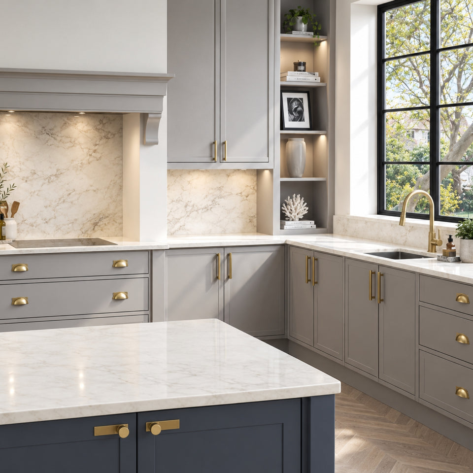 Momo Handles Barrington Backplate to Suit Knob Dark Brushed Brass