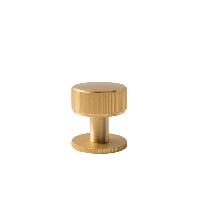 Momo Handles Belgravia 35mm Round Knob Lined  Brushed Satin Brass BLGLN035.BSB - The Blue Space