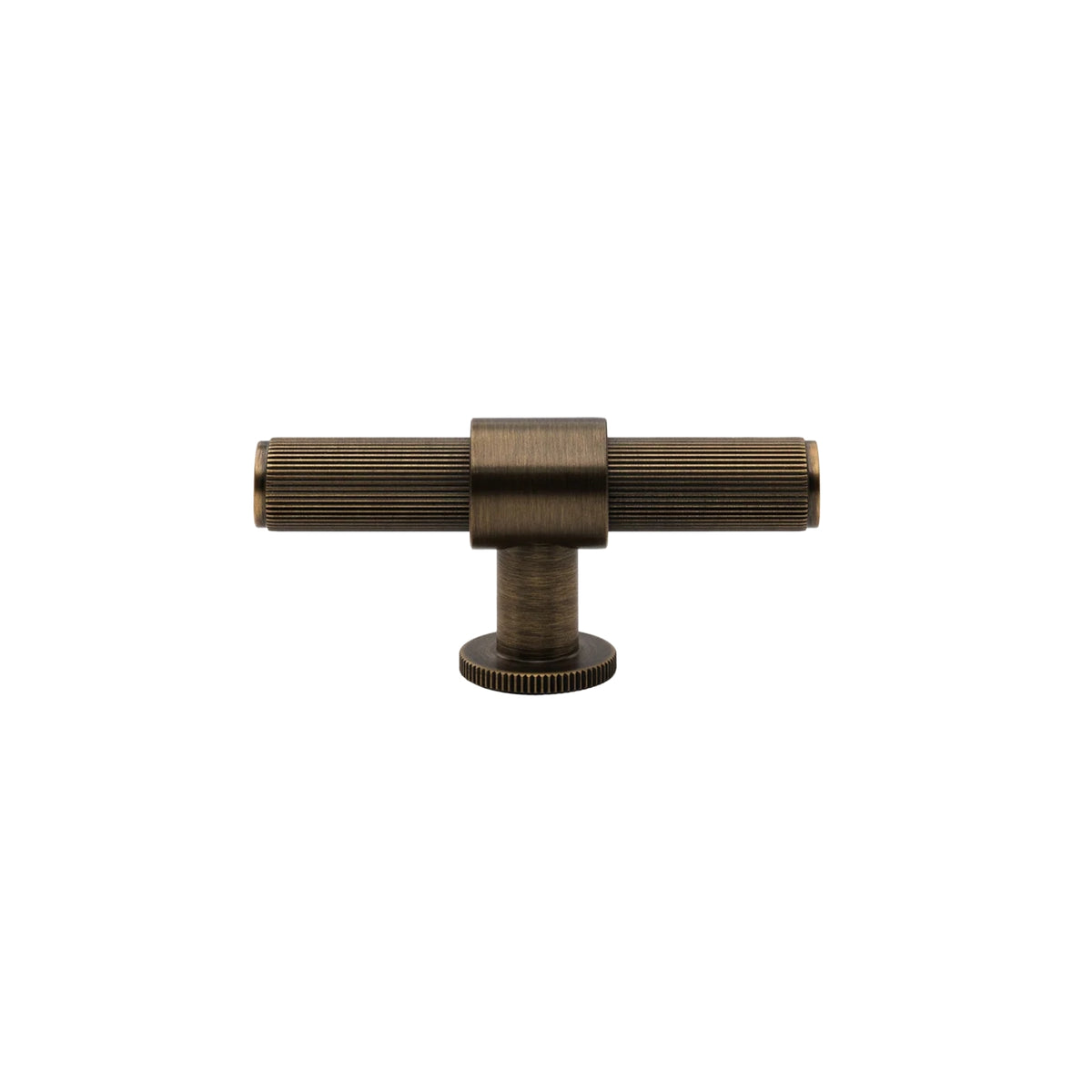 Front Momo Handles Belgravia 82mm T Knob Lined Dark Brushed Brass BLGLN082.DBB - The Blue Space