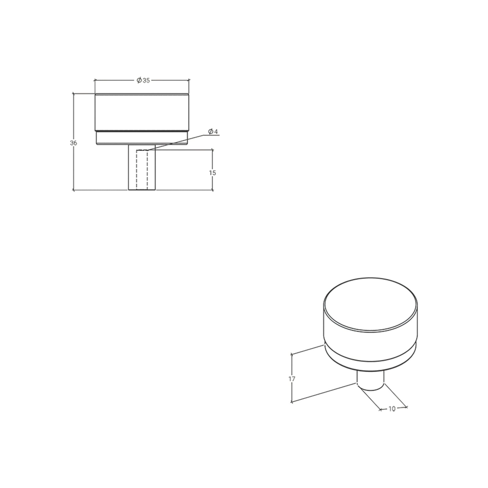 Line Drawing Momo Handles Bellevue 35mm Knurled Knob Dark Bronze BVKKN035.DKB - The Blue Space