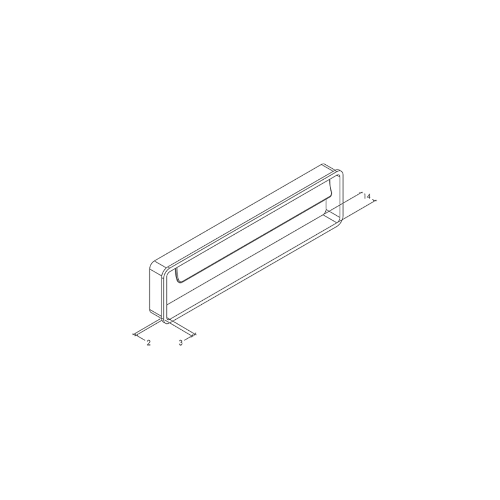 Line Drawing 1 Momo Handles Fold Flush Pull Handle 128mm Matt White F0542.128.MWH - The Blue Space