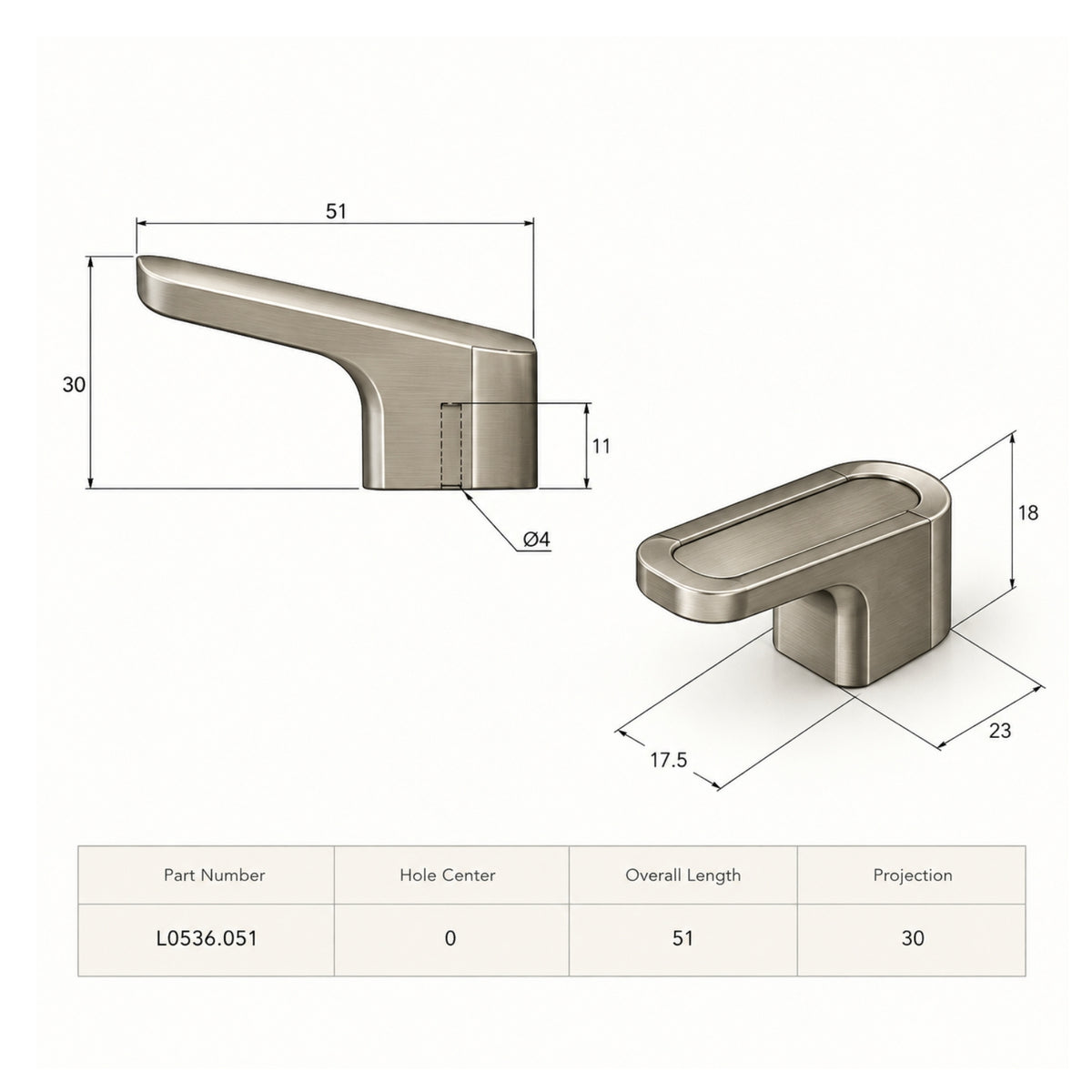 Line Drawing Momo Handles Luv Angled Knob 51mm Brushed Gold L0536.051.BRG - The Blue Space