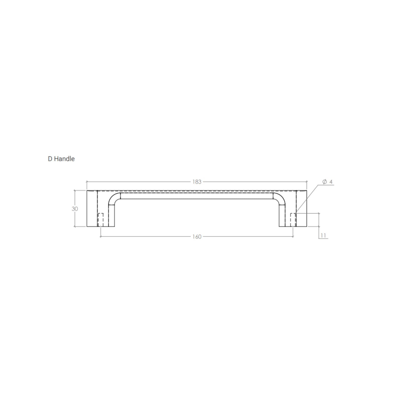 Line Drawing Momo Handles Luv Wood 160mm D Handle Oak L0699.160.OAK - The Blue Space
