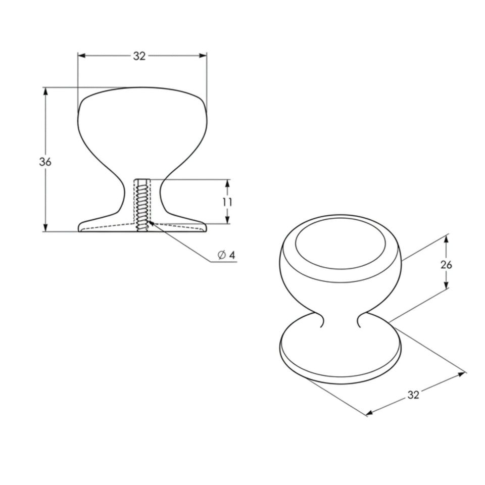 Momo Handles New Hampton Round Knob 32mm Matt Brass
