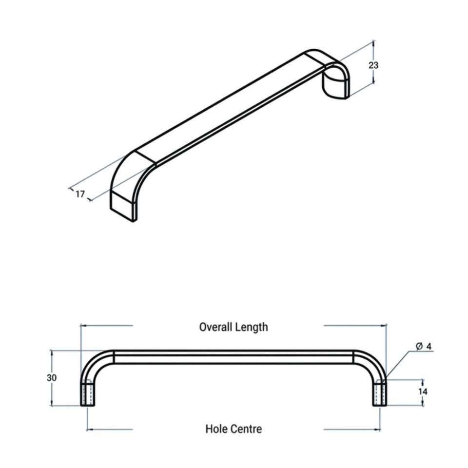 Momo Handles Sense Mini D Handle Dull Brushed Nickel