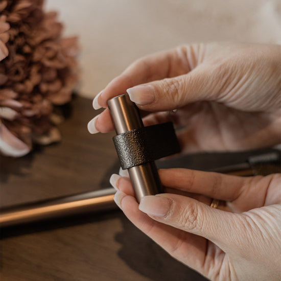 Cabinet Handles: Antique Brass for Contrast and Warmth