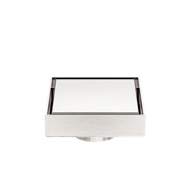Nero 100mm Square Tile Insert Floor Waste 50mm Outlet Brushed Nickel NRFW006BN - The Blue Space