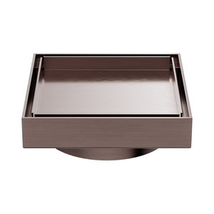Nero 100mm Square Tile Insert Floor Waste 80mm Outlet Brushed Bronze