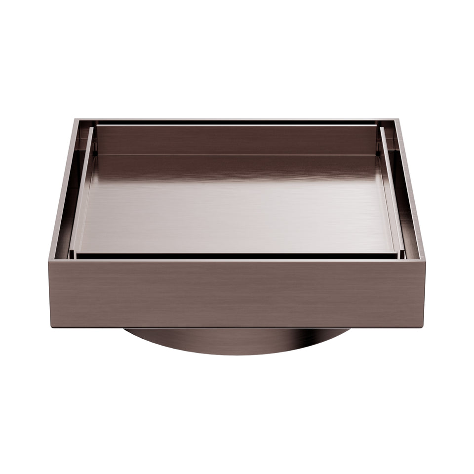 Nero 100mm Square Tile Insert Floor Waste 80mm Outlet Brushed Bronze